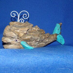 Vintage Driftwood Style & Wire Whale Figurine